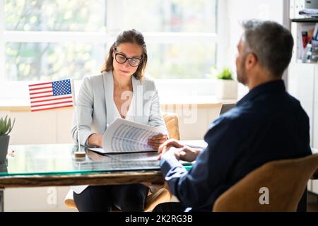 US Immigration Application And Visa Interview Stock Photo