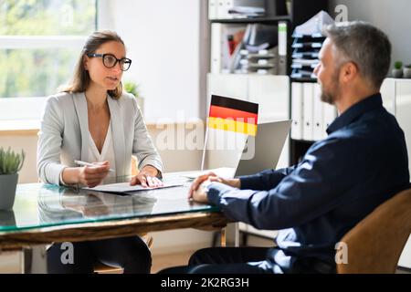 German Immigration Application And Visa Interview Stock Photo