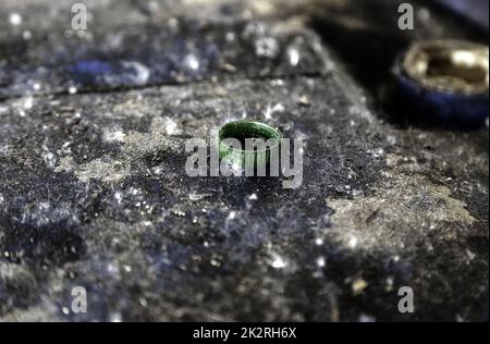 Plastic caps in the garbage Stock Photo