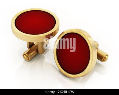 Cufflinks isolated on white background. 3D illustration Stock Photo