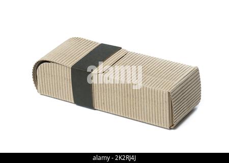 rectangular brown corrugated box for packing goods, perfumes, creams and cosmetics Stock Photo