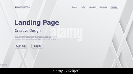 Home page landing white gray web landing page template digital website landing page design concept - Vector Stock Photo