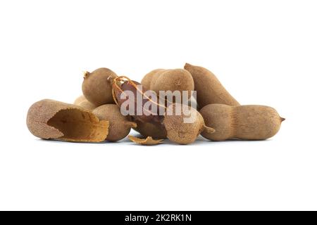 Tamarinds fruits isolated on white background Stock Photo