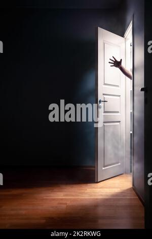 Horror cartoon posters monster hand scratch door Vector Image