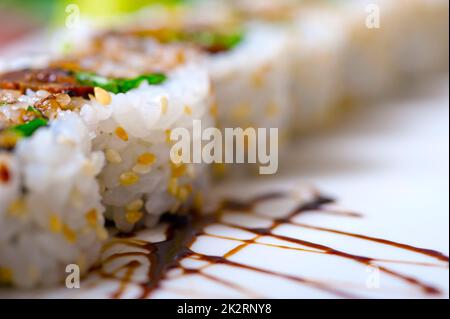 fresh sushi choice combination assortment selection Stock Photo