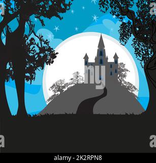 Magic Fairy Tale Princess Castle in the night Stock Photo