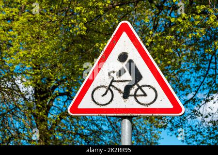 Bicycle traffic sign close-up Stock Photo