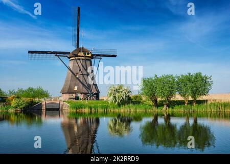 Windmills at Kinderdijk in Holland. Netherlands Stock Photo