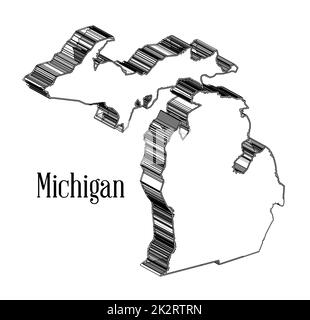 Michigan 3D Outline Map Stock Photo