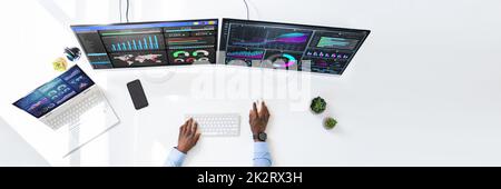 Predictive Business Analytics. African American Analyst Stock Photo