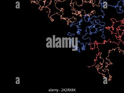 Abstract yellow, blue and red glow lines background Stock Photo