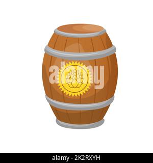 Large beer barrel isolated on white background - Vector Stock Photo