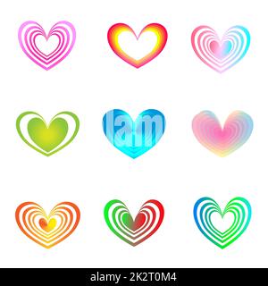 Set of lovers hearts passion feeling decorative abstract background website banner pattern vector illustration Stock Vector