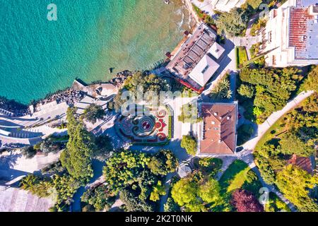 Park Angiolina in Opatija aerial panoramic view Stock Photo