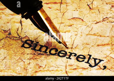 Fountain pen on sincerely text Stock Photo - Alamy