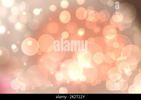 Abstract festive light brown gradient pink orange bokeh background texture with colorful circles and bokeh lights. Beautiful backdrop with space. Stock Photo