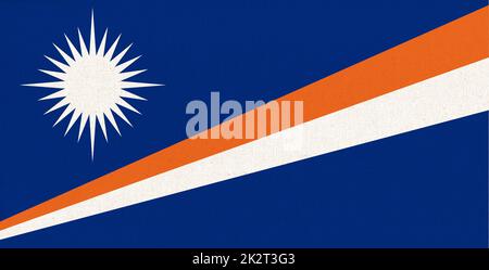 Flag of Marshall Islands. Fabric Texture. National symbol Stock Photo