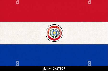 Flag of Paraguay. Fabric Texture. National symbol Stock Photo