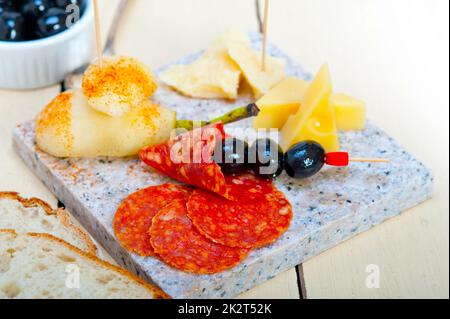 mix cold cut with fresh pears Stock Photo