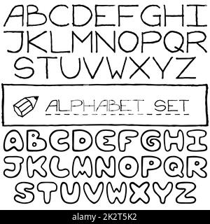 Doodle letters set of two full alphabets. Stock Photo