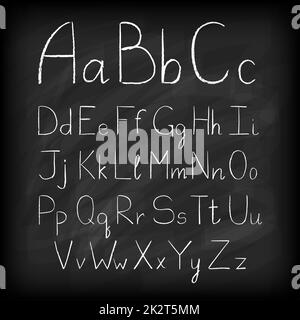 Chalk board hand drawn alphabet letters. Stock Photo