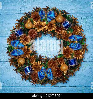 Christmas wreath top view Stock Photo