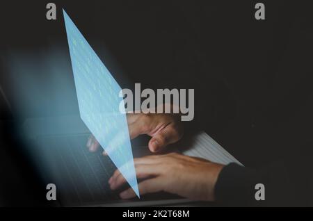 Data theft and cybersecurity codes digital crime concept Protecting data from hackers. Stock Photo