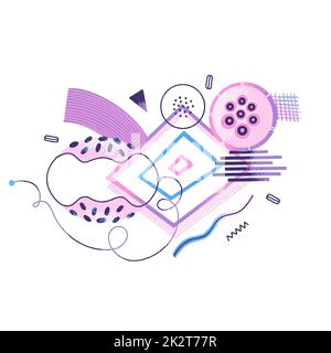Creative abstract composition of different textured shapes in hand-drawn style. Modern art illustration Stock Photo