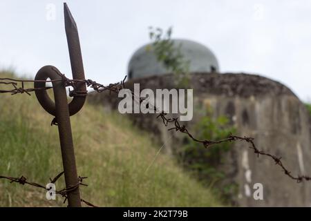 Detail of rusty barbed wire Stock Photo