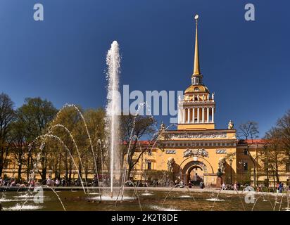 Saint Peterburg festive decoration on day of victory May 9 anniversary in Russia Stock Photo