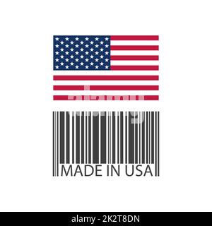 Barcode with numbers made in USA - Vector Stock Photo