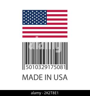 Barcode with numbers made in USA - Vector Stock Photo