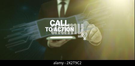 Handwriting text Call To Action. Business overview Encourage Decision Move to advance Successful strategy Stock Photo
