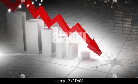 Econimical crisis concept. Spread in the world, economy is down. 3d illustration Stock Photo