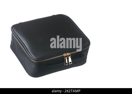 Black women's handbags for cosmetics on a white isolated background, copy space Stock Photo