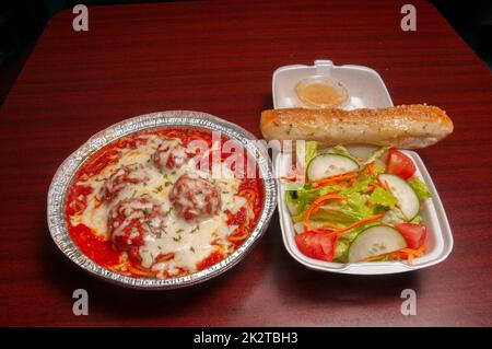 Spaghetti and Meatballs Combo Stock Photo