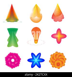 Collection of element pyramid star flower gift geometric shape decorative background banner pattern website vector illustration Stock Vector