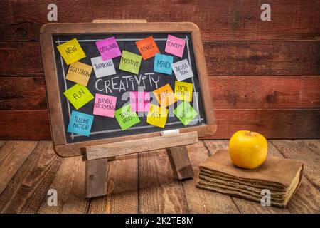 creativity word cloud on blackboard Stock Photo