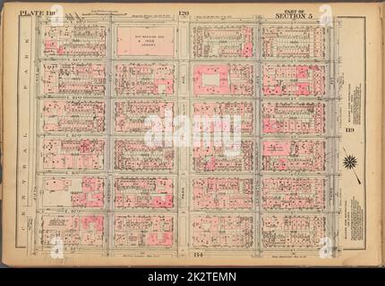 Cartographic, Maps. 1927. Lionel Pincus and Princess Firyal Map Division. Real property , New York (State) , New York, Manhattan (New York, N.Y.) Plate 118, Part of Section 5: Bounded by E. 95th Street, Third Avenue, E. 89th Street and (Central Park) Fifth Avenue Stock Photo