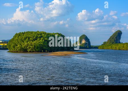 Krabi Town, Thailand, River gulf Pak Nam Krabi with island and r Stock Photo