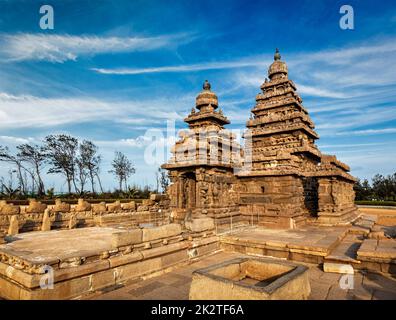 Shore temple - World heritage site in Mahabalipuram, Tamil Nad Stock Photo