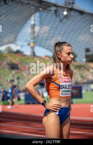 Eveline Saalberg participating in the 400 meters of the European Athletics Championships in Munich 2022. Stock Photo