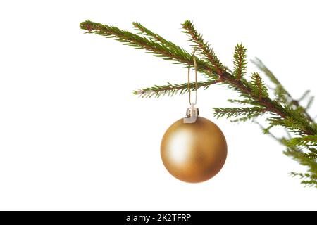 Decoration bauble on decorated Christmas tree iso Stock Photo