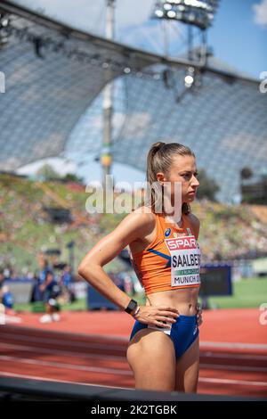 Eveline Saalberg participating in the 400 meters of the European Athletics Championships in Munich 2022. Stock Photo