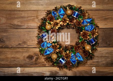Christmas wreath top view Stock Photo