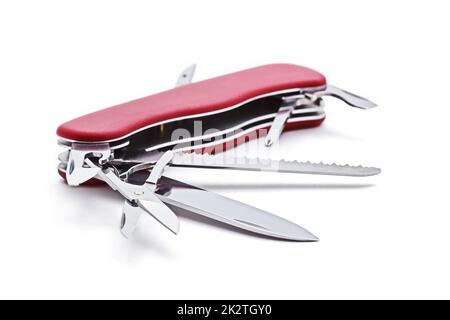Swiss army knife isolated Stock Photo