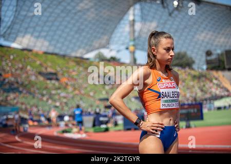 Eveline Saalberg participating in the 400 meters of the European Athletics Championships in Munich 2022. Stock Photo