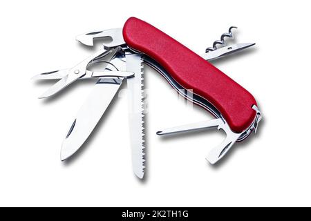 Swiss army knife isolated Stock Photo