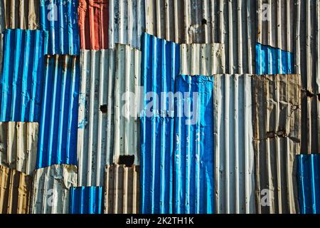 Corrugated iron fence background Stock Photo