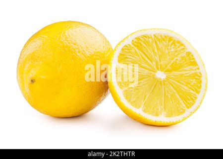 Lemon and cut half slice isolated Stock Photo